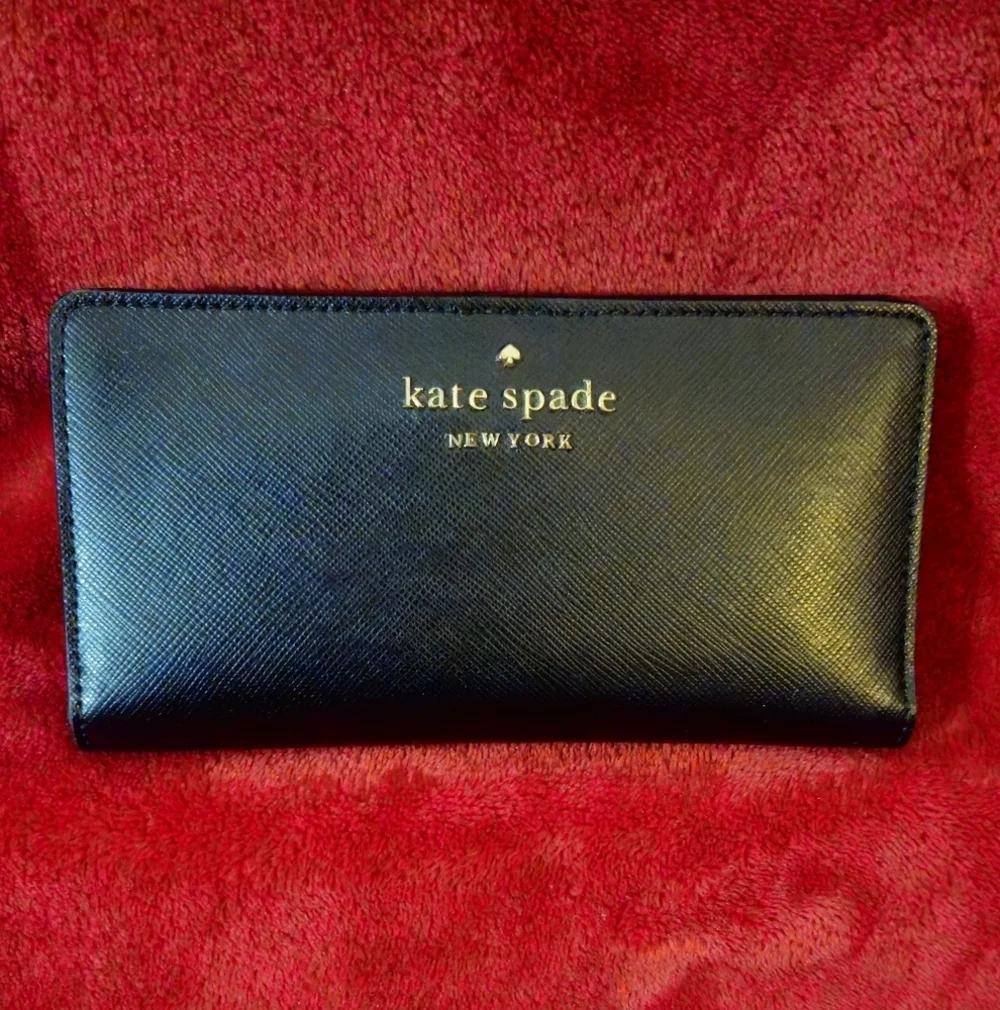 Kate Spade Black Staci Saffiano Slim Wallet